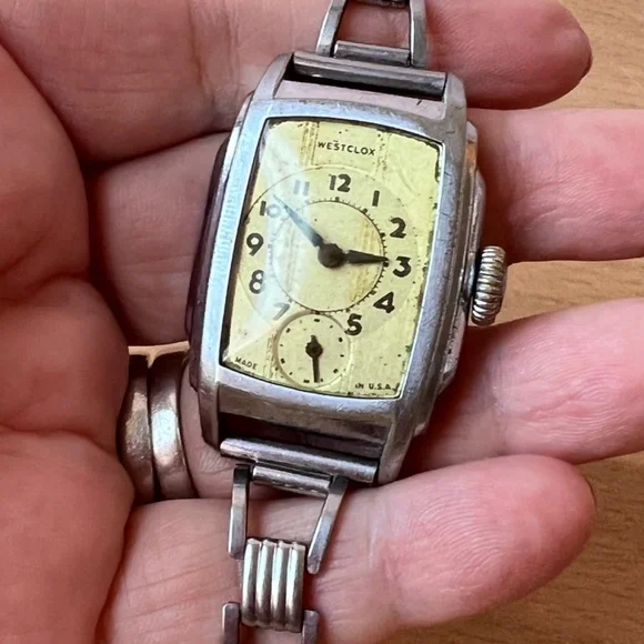 WESTCLOX 1936 Mens Original Classic WRIST BEN Silver Tank Watch made USA AS IS
